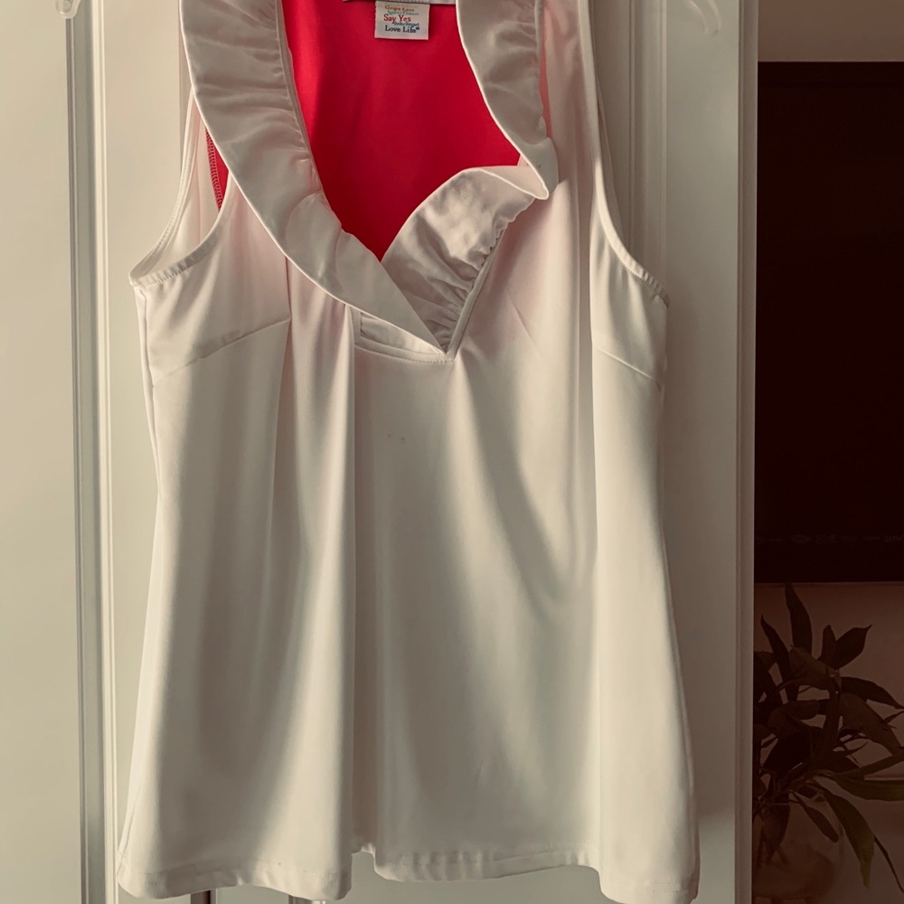 Gretchen Scott Ruffle Neck top ..maybe worn once.